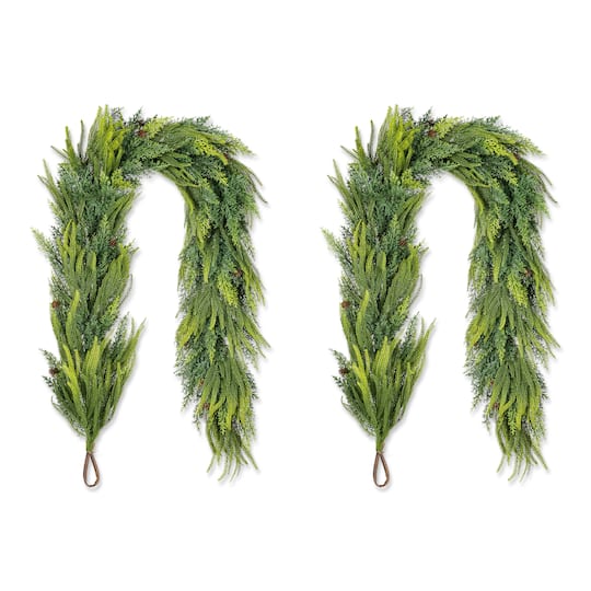 Glitzhome® 6Ft Christmas Full Greenery Mixed PE Dripping Garland with Pinecones, Set of 2 | 6 ft | Michaels®